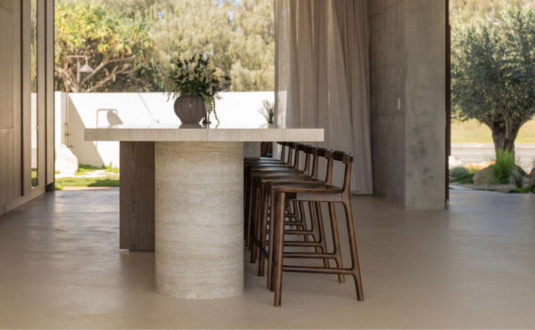 49 Pacific Blvd, Buddina – Vein Cut Travertine and Rosso Travertine interior, image 6 of 24